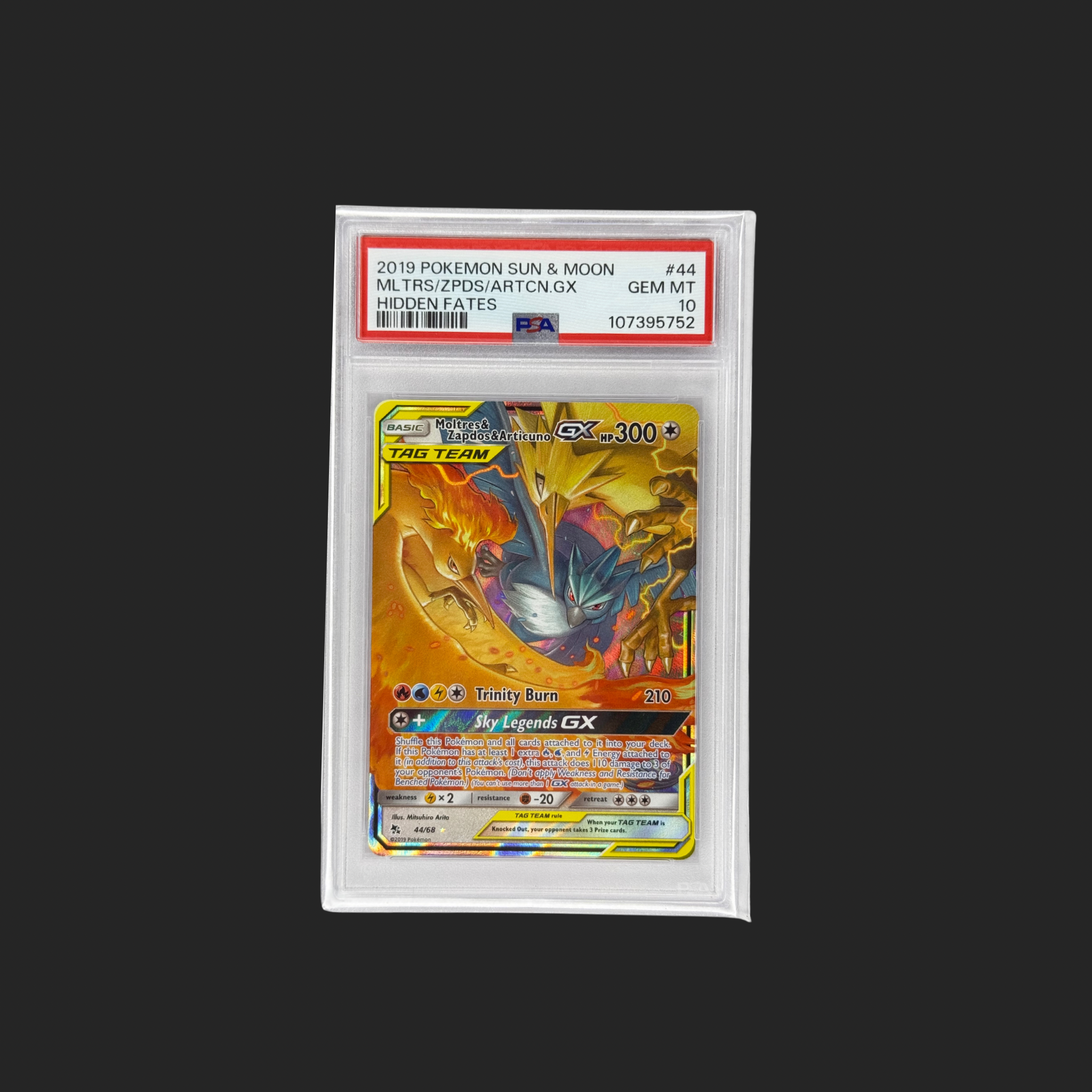 Moltres Zapdos Articuno GX Hidden Fates PSA 10