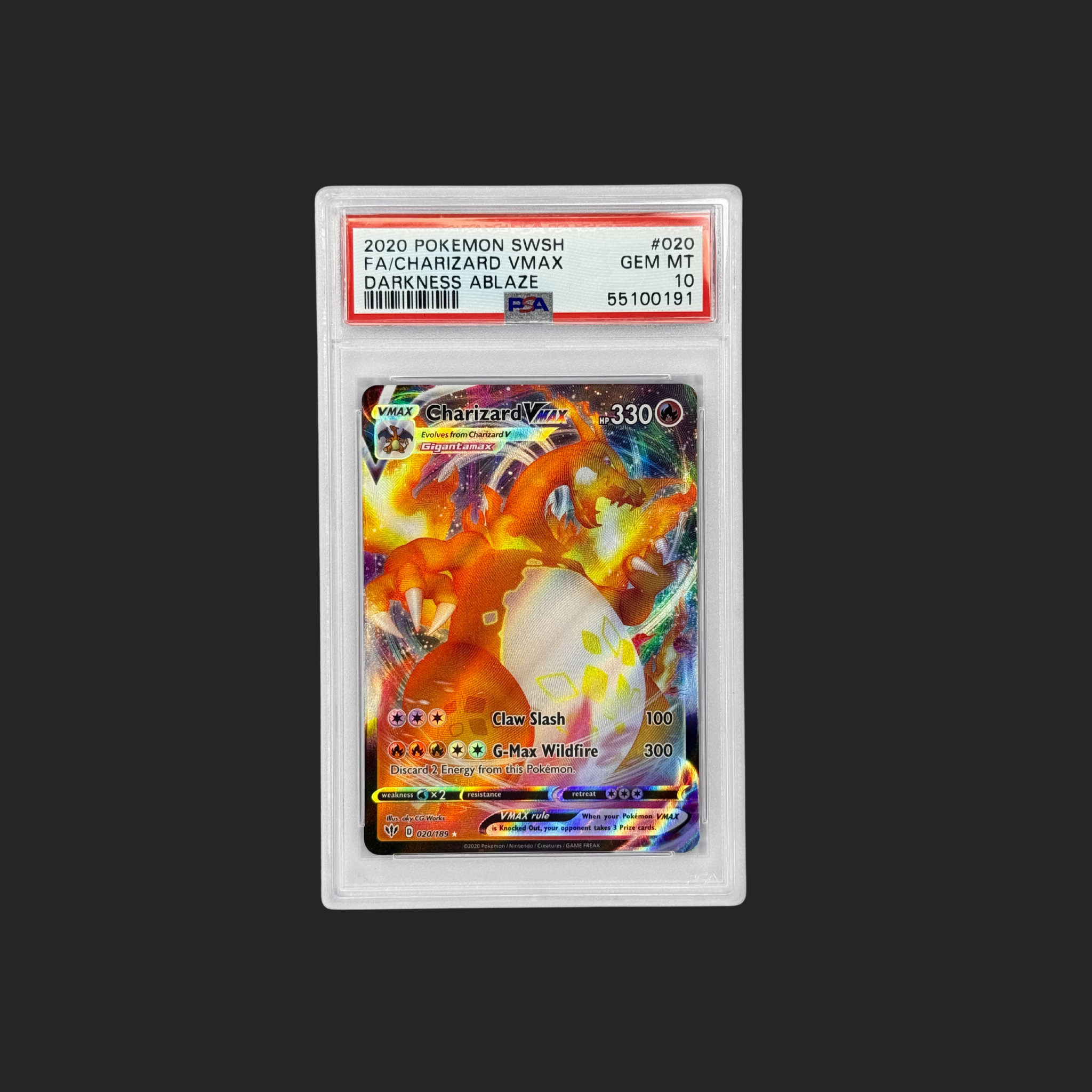 PSA 10 Charizard VMAX Darkness Ablaze #020