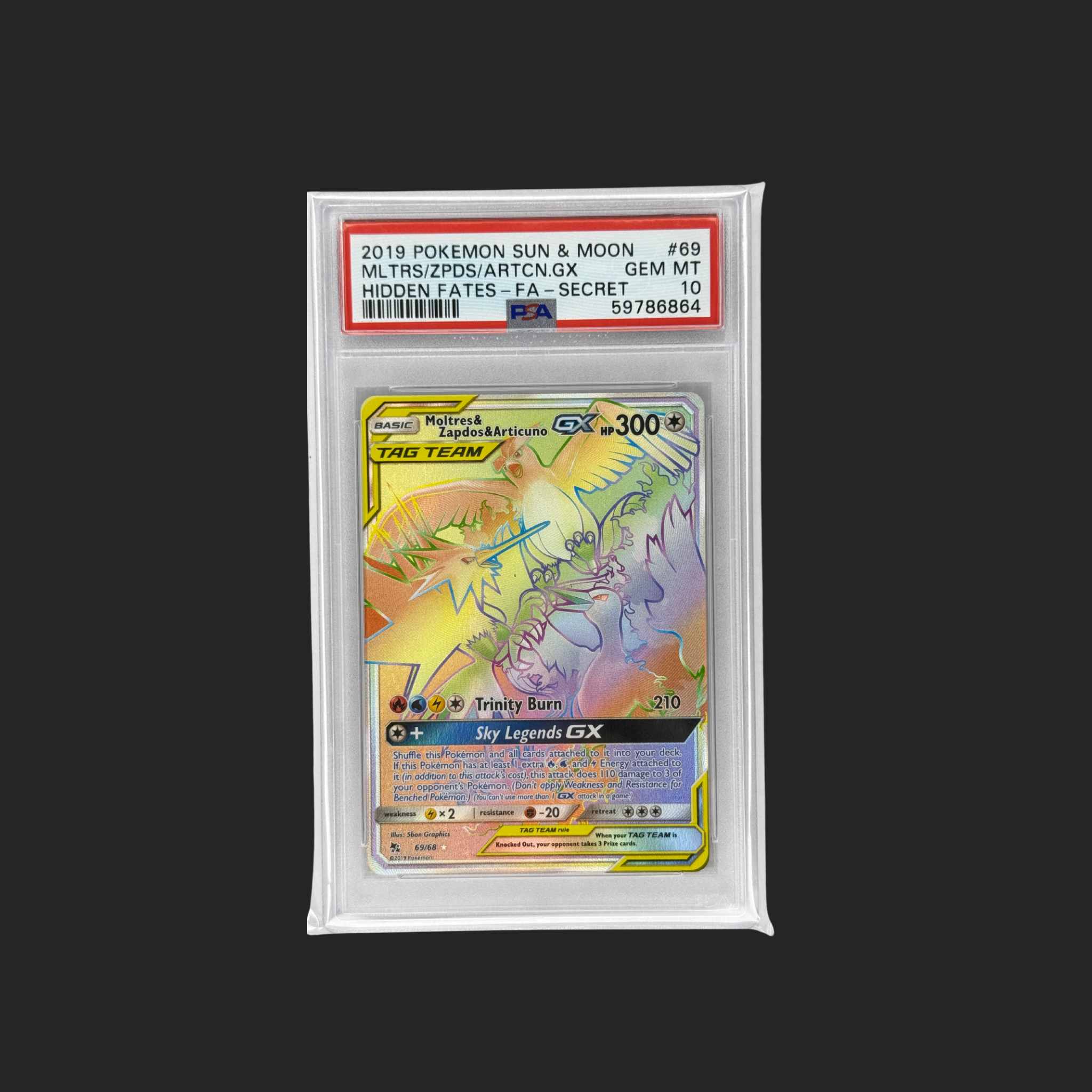 Moltres Zapdos Articuno GX Secret Rare PSA 10
