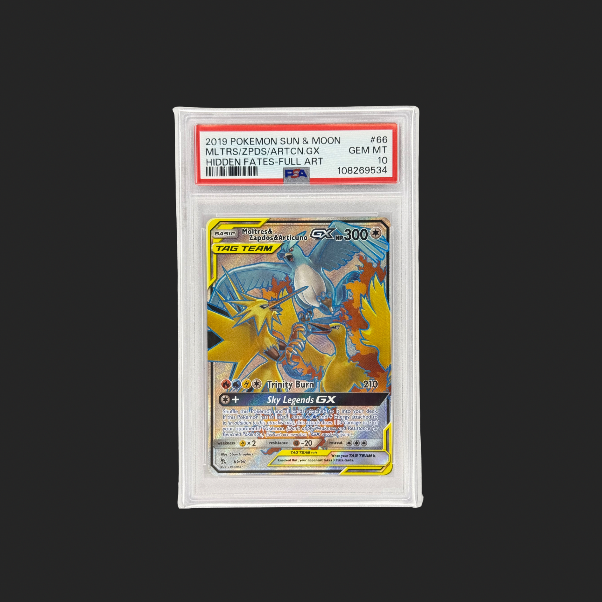 Moltres Zapdos Articuno GX Full Art PSA 10