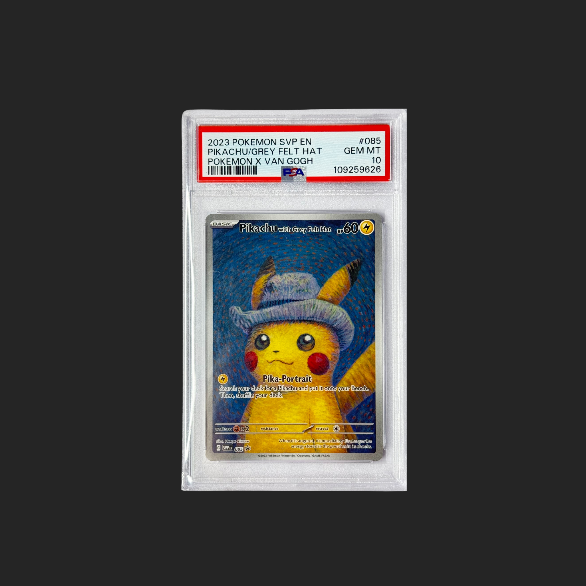 Pikachu Grey Felt Hat PSA 10 – Van Gogh Promo
