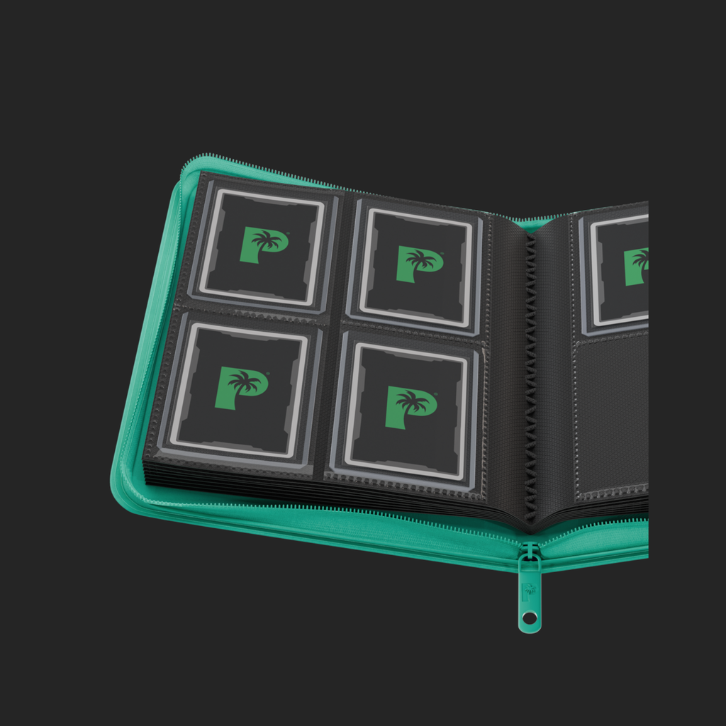 Palms Off Gaming 4-Pocket Top Loader Zip Binder - Turquoise