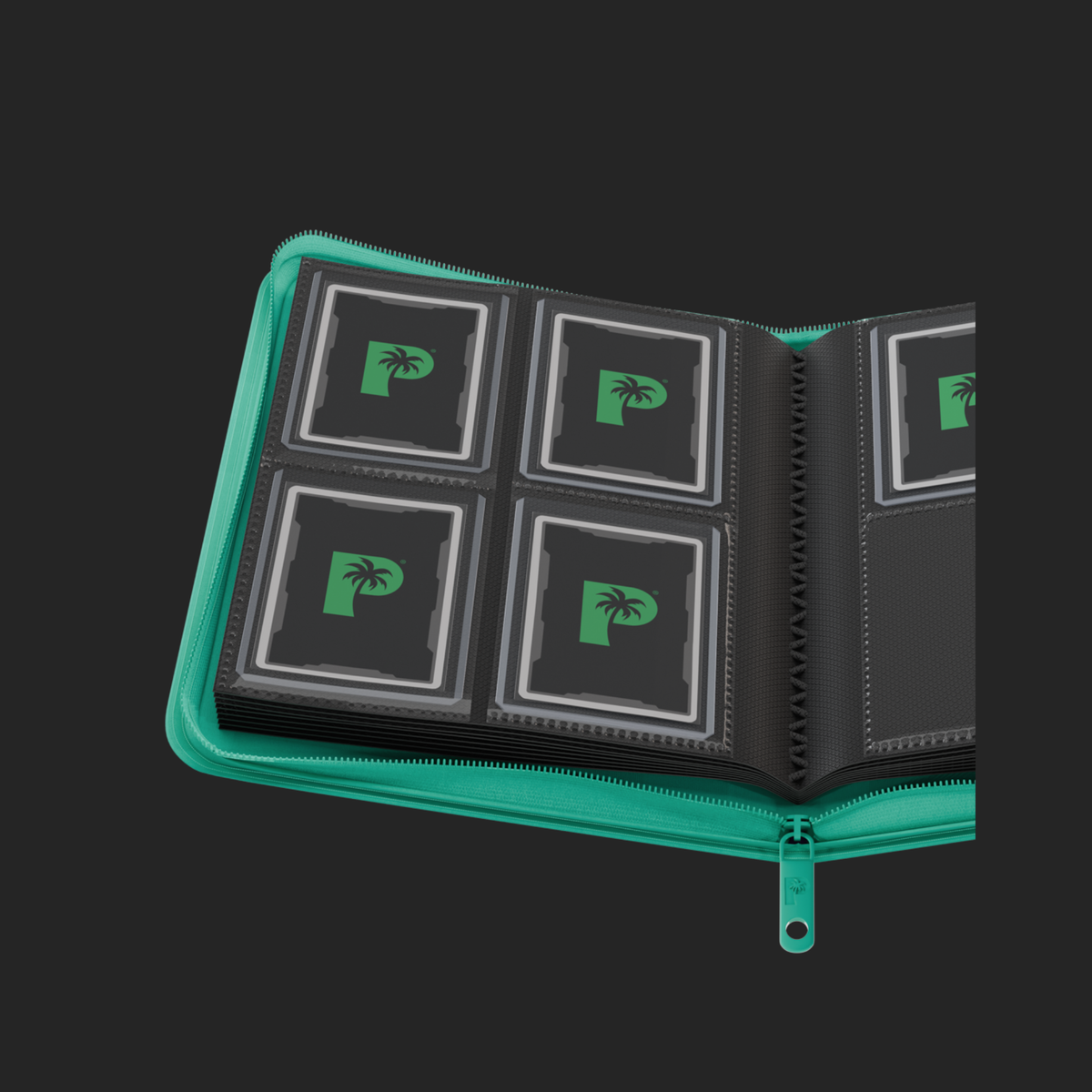 Palms Off Gaming 4-Pocket Top Loader Zip Binder - Turquoise
