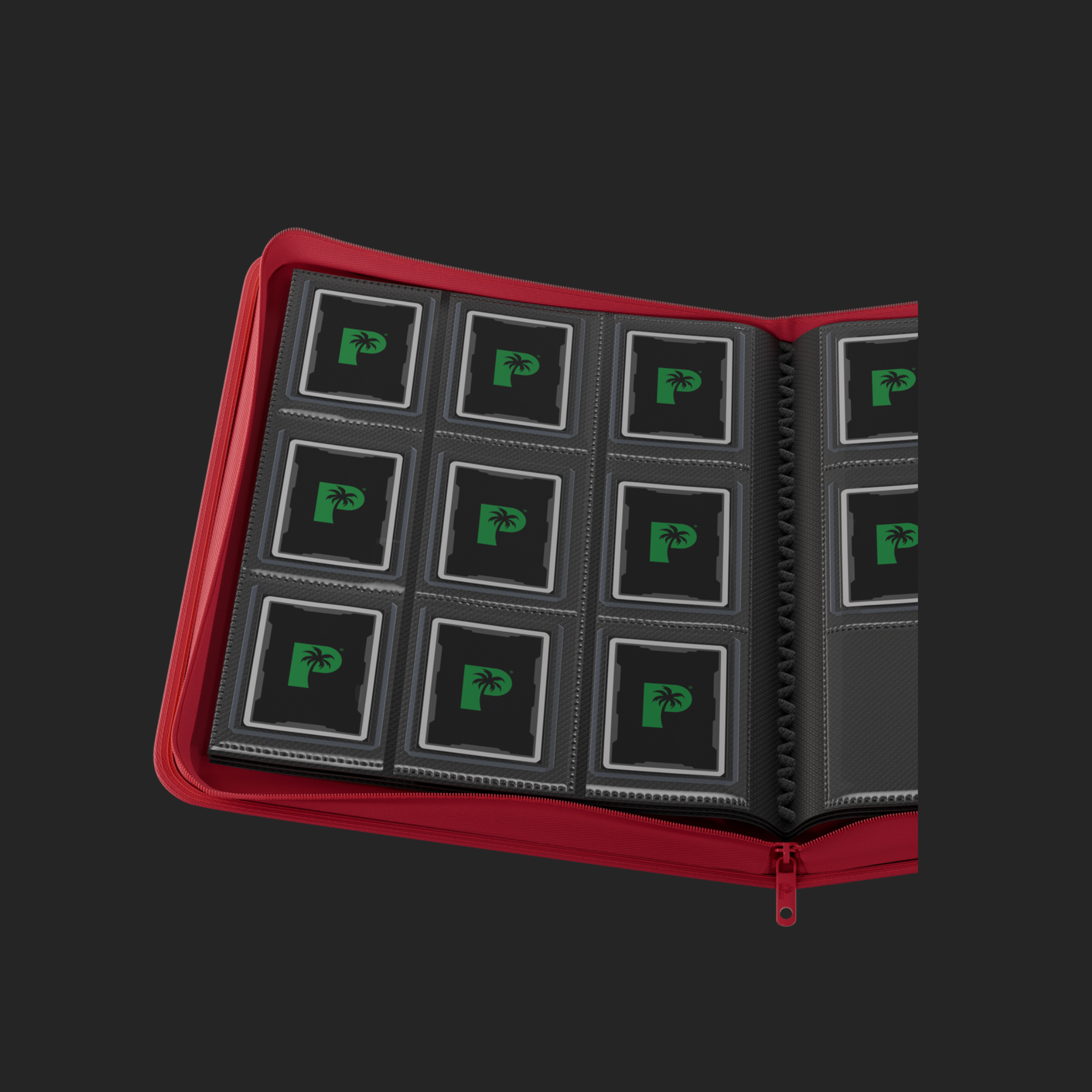 Palms Off Gaming 9-Pocket Top Loader Zip Binder - Red
